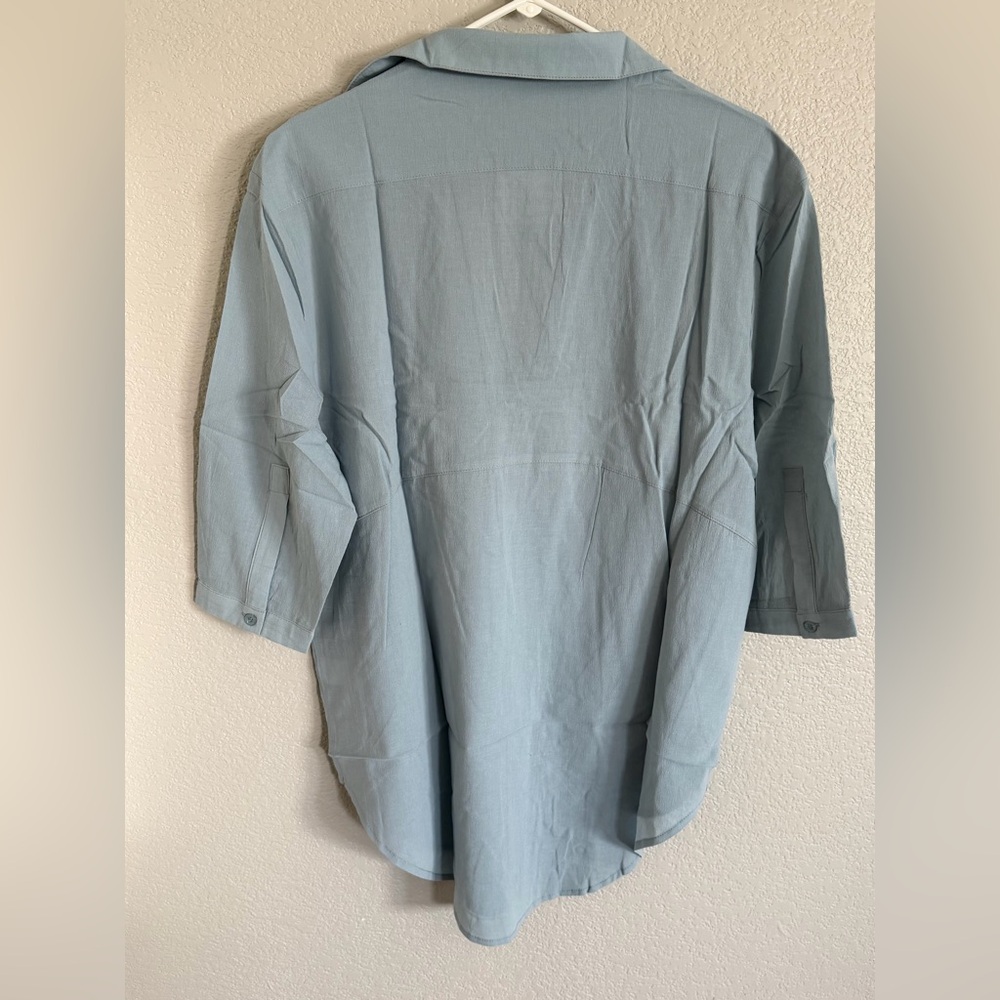 Dusty Blue V-Neck Tunic Top - Picture 3 of 6